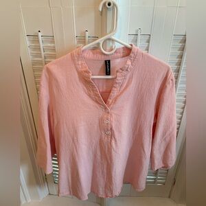 Blush Pink Button-Up Blouse